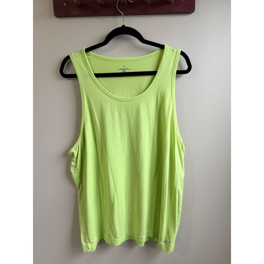 Fabletics Mens XL Neon Lime Green Cotton Modal Activewear Tank Top Sleeveless